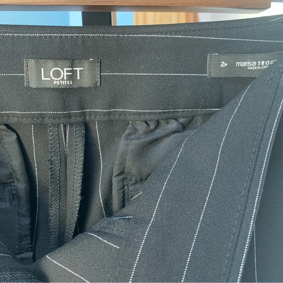 LOFT Black with White Pinstripe Marisa Trousers, Petite - Picture 5 of 7